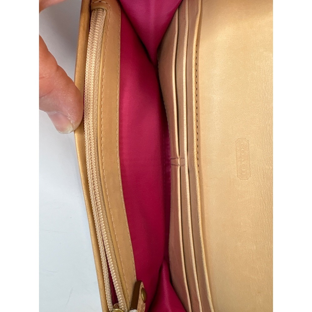 Coach Bonnie Legacy Multi Color Striped Canvas w Vachetta Leather Wallet Zippers - Picture 6 of 8
